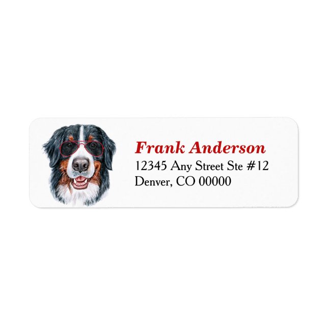 Bernese Mountain Dog Sunglasses Return Address (Front)