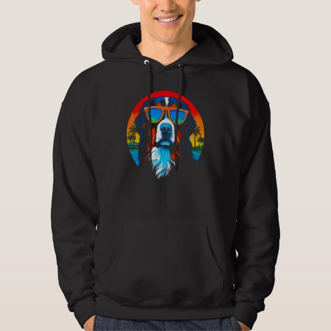 Bernese Mountain Dog Sunglasses Summer Hoodie (Front)