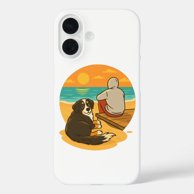 Bernese Mountain Dog Sunset Beach Companion Case-Mate iPhone Case (Back)