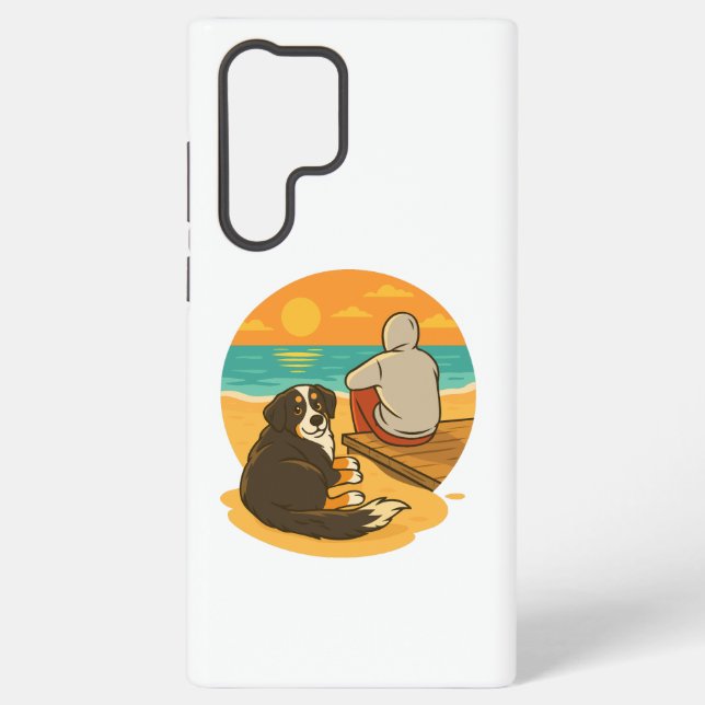 Bernese Mountain Dog Sunset Beach Companion Samsung Galaxy S22 Ultra Case (Back)