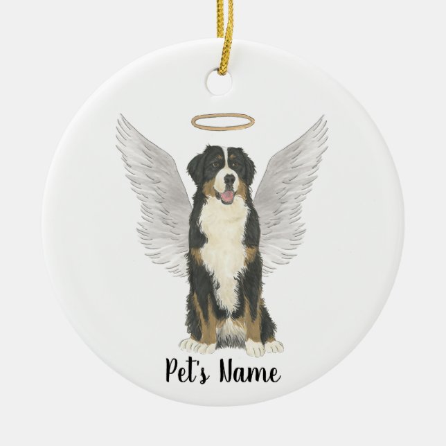 Bernese Mountain Dog Sympathy Memorial Ceramic Tree Decoration (Front)