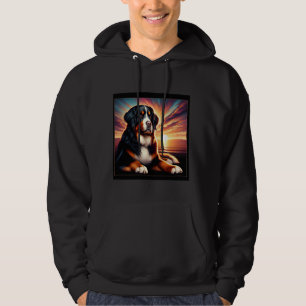 Bernese Mountain Dog T-Shirt, Vibrant Pet Sunset T Hoodie