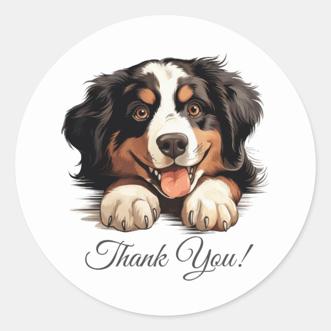 Bernese Mountain Dog Thank You Classic Round Sticker (Front)
