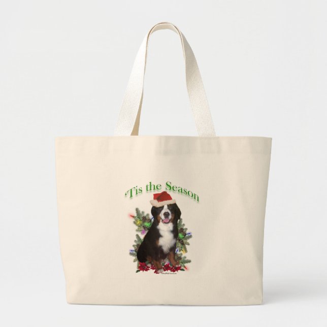 Bernese Mountain Dog ‘Tis Large Tote Bag (Front)