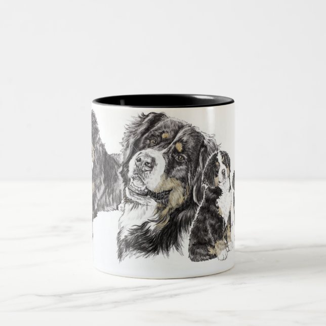 Bernese Mountain Dog Two-Tone Coffee Mug (Center)