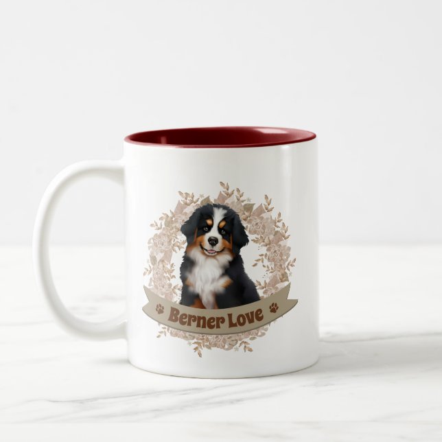 Bernese Mountain Dog Two-Tone Coffee Mug (Left)