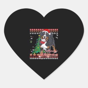 Bernese Mountain Dog Ugly Christmas Sweater Shirt Heart Sticker