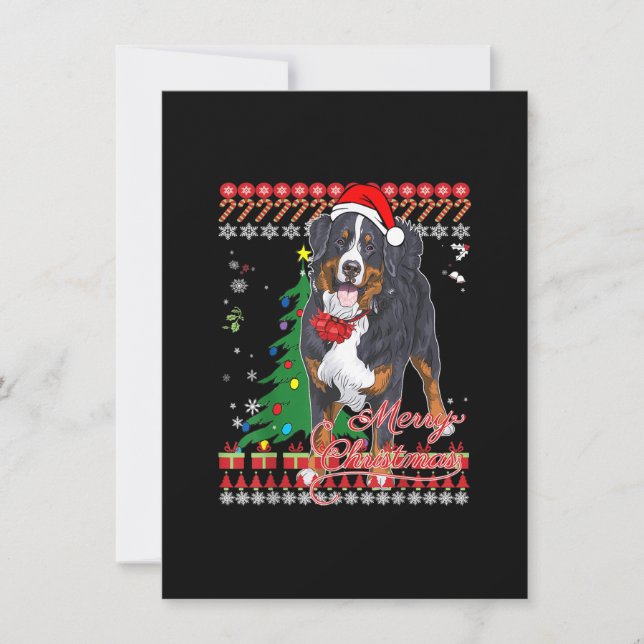 Bernese Mountain Dog Ugly Christmas Sweater Shirt Invitation (Front)