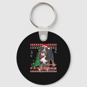 Bernese Mountain Dog Ugly Christmas Sweater Shirt  Key Ring