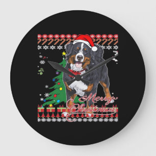 Bernese Mountain Dog Ugly Christmas Sweater Shirt Large Clock