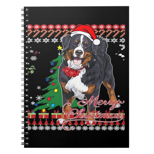 Bernese Mountain Dog Ugly Christmas Sweater Shirt  Notebook (Front)