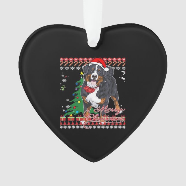Bernese Mountain Dog Ugly Christmas Sweater Shirt  Ornament (Front)