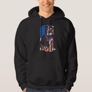 Bernese Mountain Dog & Usa Flag Sunglasses 4th Of Hoodie