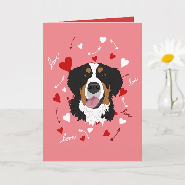 Bernese Mountain Dog Valentines Day Card (Small Plant)