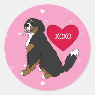Bernese Mountain Dog Valentines Day  Classic Round Sticker