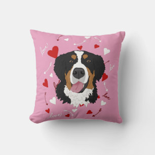 Bernese Mountain Dog Valentines Day Cushion