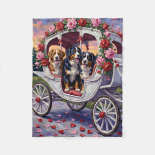 Bernese Mountain Dog Valentine's Day Fleece Blanket