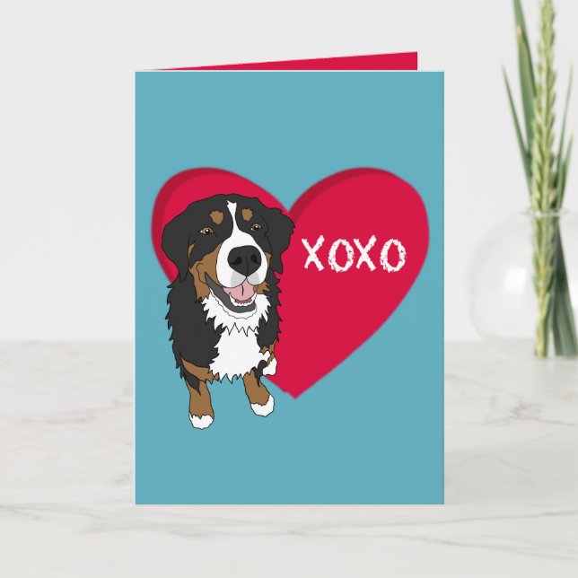 Bernese Mountain Dog Valentines Day  Thank You Card (Front)