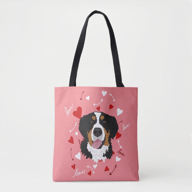Bernese Mountain Dog Valentines Day Tote Bag (Front)
