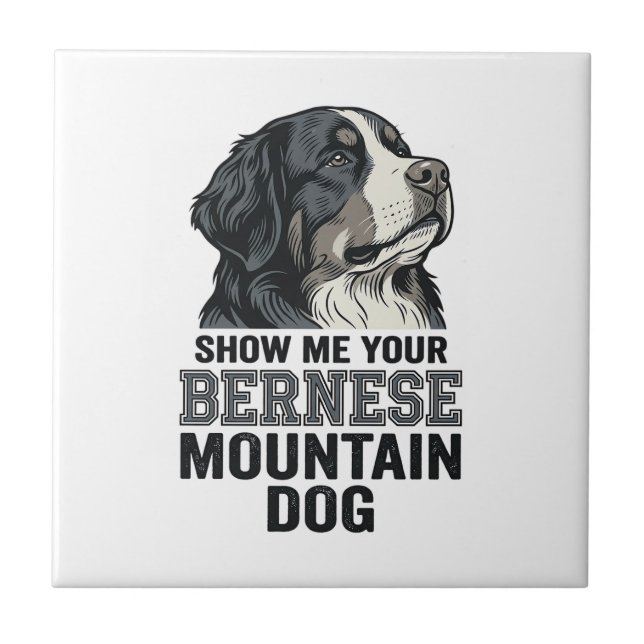 Bernese Mountain Dog Vintage Engraving Shirt Desig Tile (Front)