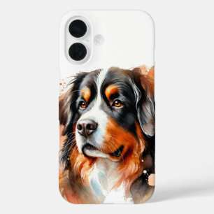 Bernese Mountain Dog Watercolor Art iPhone 16 Case
