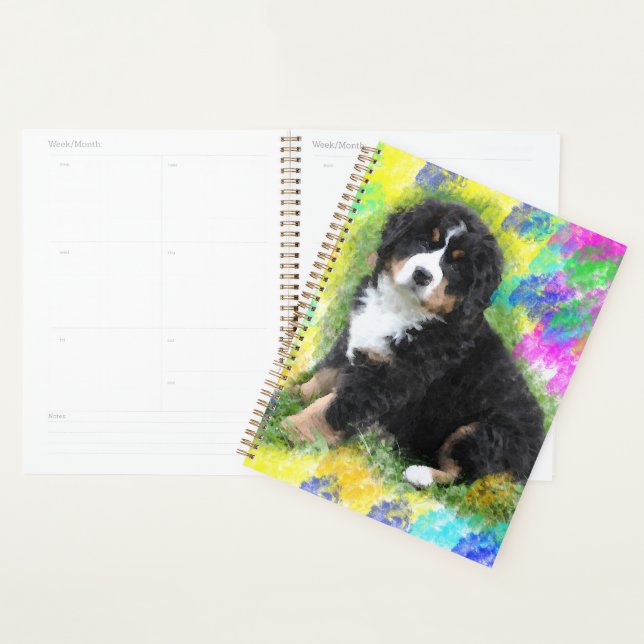 Bernese Mountain Dog Watercolor Art Painting Planner (Display)