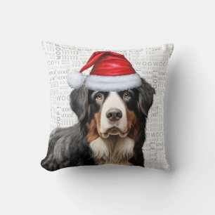 Bernese Mountain Dog Watercolor Christmas Cushion