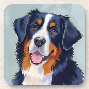 Bernese Mountain Dog Watercolor Painting Coaster