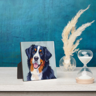 Bernese Mountain Dog Watercolor Painting Plaque
