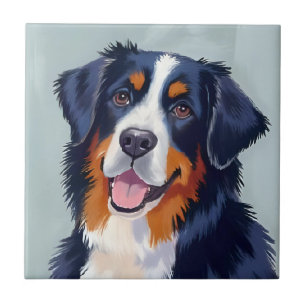 Bernese Mountain Dog   Watercolor Painting Tile