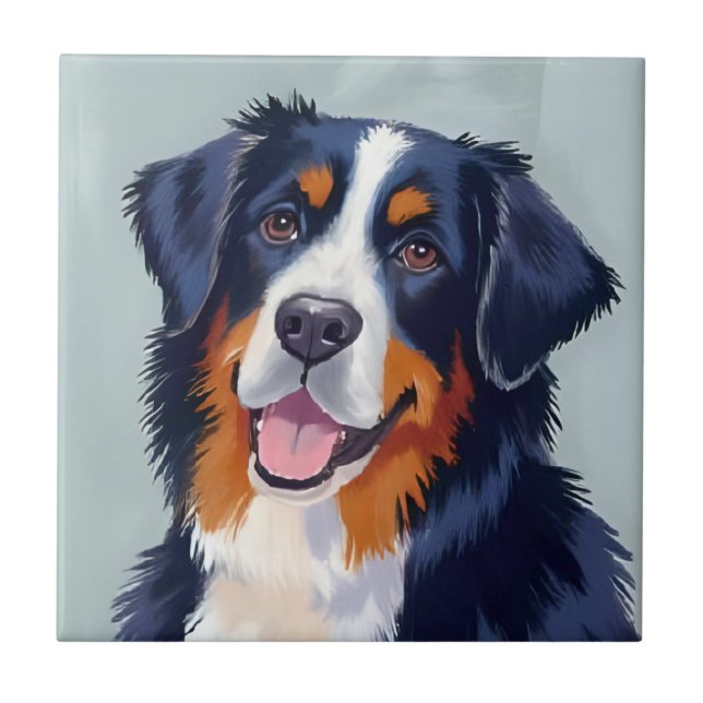 Bernese Mountain Dog | Watercolor Painting Tile (Front)