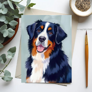 Bernese Mountain Dog Watercolor Pet Postcard