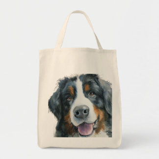 Bernese Mountain dog watercolor portrait Tote Bag