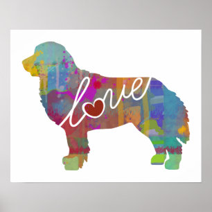 Bernese Mountain Dog Watercolor Poster