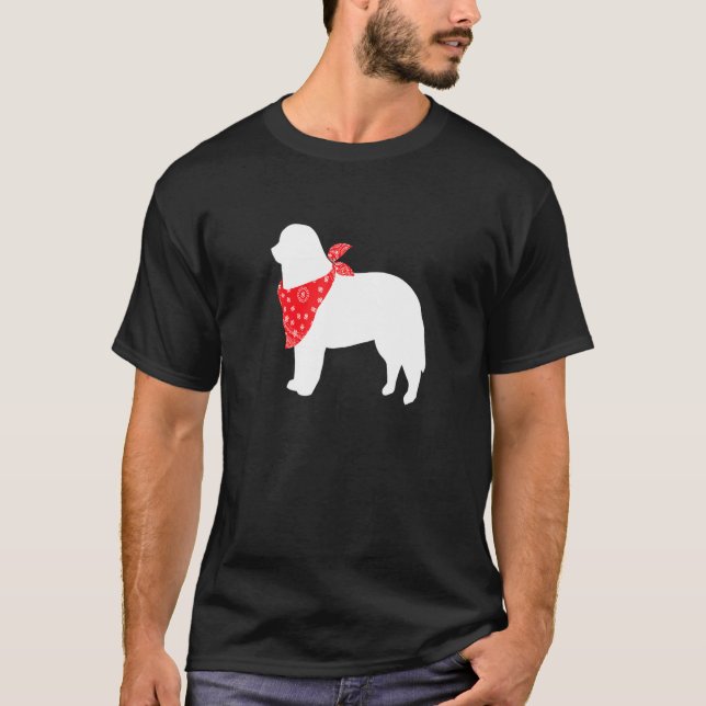 Bernese Mountain Dog Wearing Red Bandanna T-Shirt (Front)
