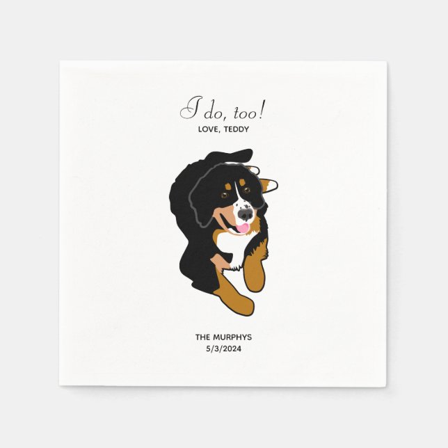 Bernese Mountain Dog Wedding Cocktail Napkins (Front)