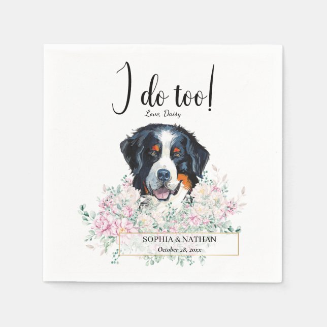 Bernese Mountain Dog Wedding Cocktail Napkins (Front)