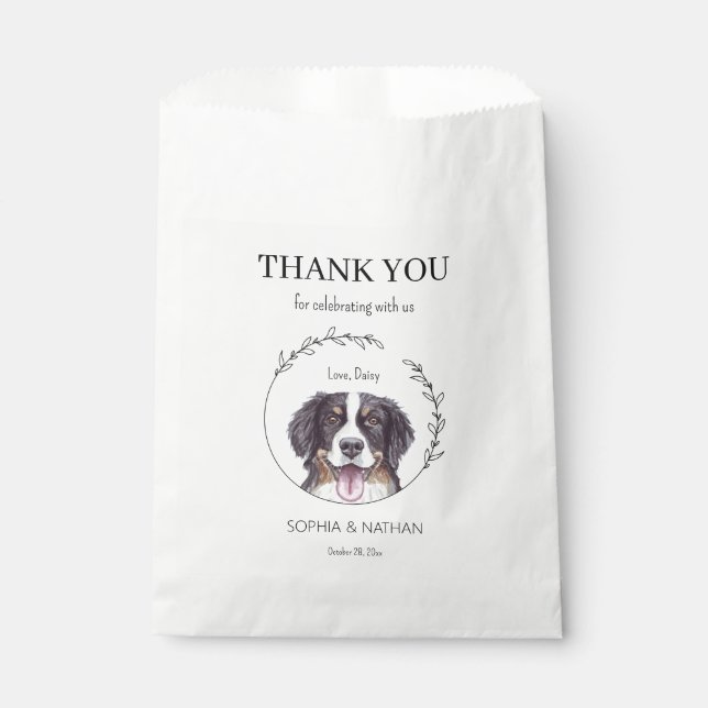 Bernese Mountain Dog Wedding Thank You Favour Bag (Front)