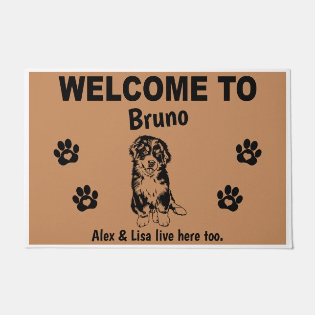 Bernese Mountain Dog Welcome Home Personalized     Doormat (Front)