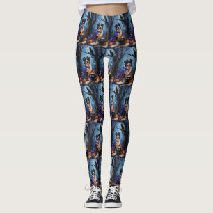 Bernese Mountain Dog Whimsical Halloween Painting Leggings