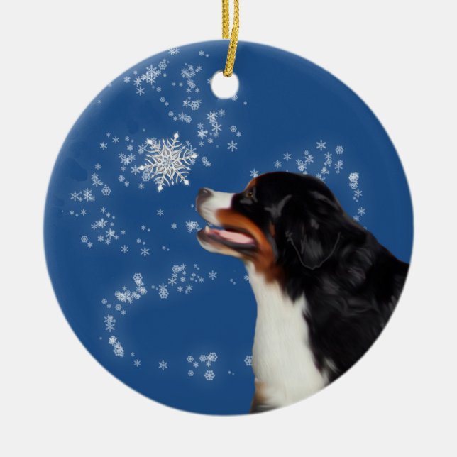 Bernese Mountain Dog Winter Ornament (Front)