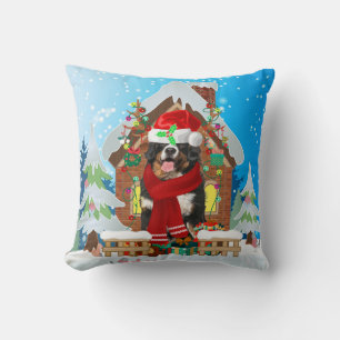 Bernese Mountain dog with Christmas gifts Cushion