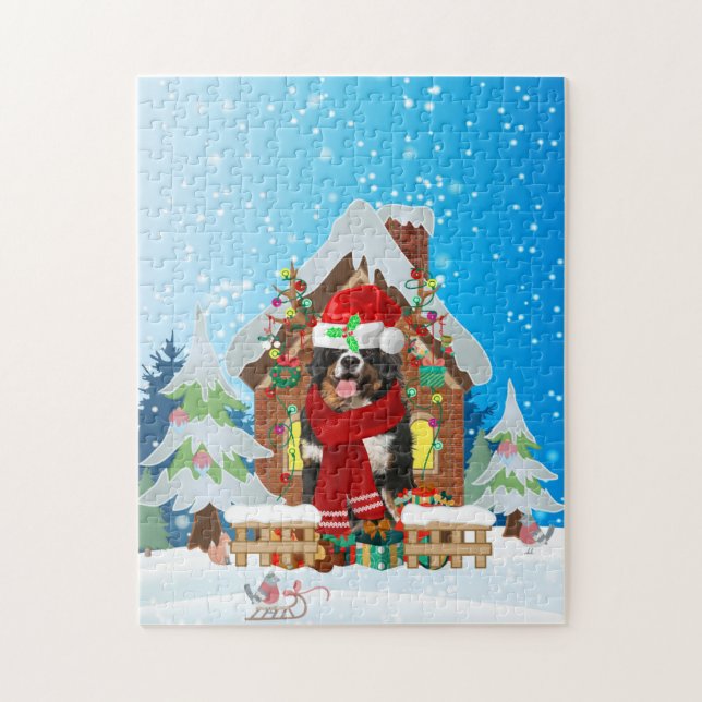 Bernese Mountain dog with Christmas gifts Jigsaw Puzzle (Vertical)