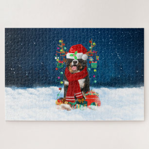 Bernese Mountain dog with Christmas gifts Jigsaw Puzzle