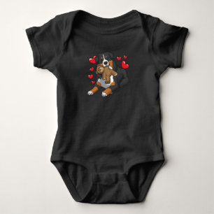 Bernese Mountain Dog with hearts Baby Bodysuit