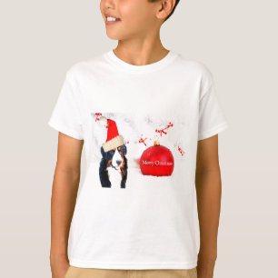 Bernese Mountain Dog with red Christmas Ornament T-Shirt