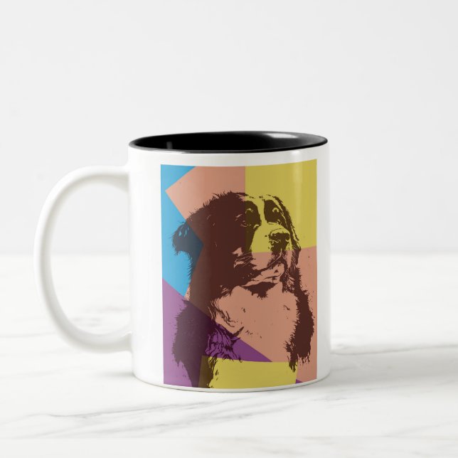 Bernese Mountain Dog Wood  Two-Tone Coffee Mug (Left)