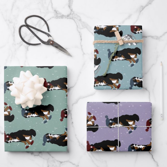 Bernese Mountain Dog Wrapping Paper Sheet (Front)