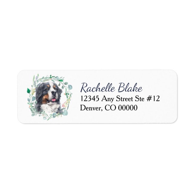 Bernese Mountain Dog Wreath Return Address (Front)