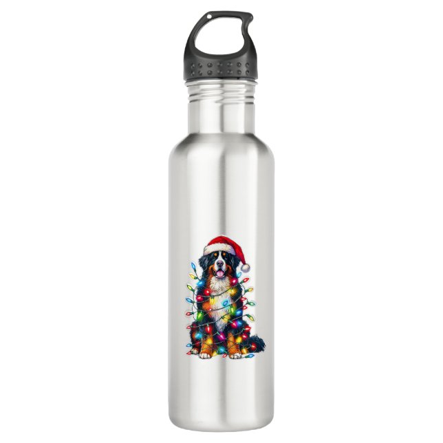 Bernese Mountain Dog x Christmas Lights  710 Ml Water Bottle (Front)